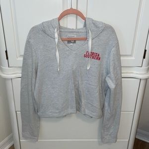 Florida Southern College cropped gray hoodie sweatshirt—Redshirt
